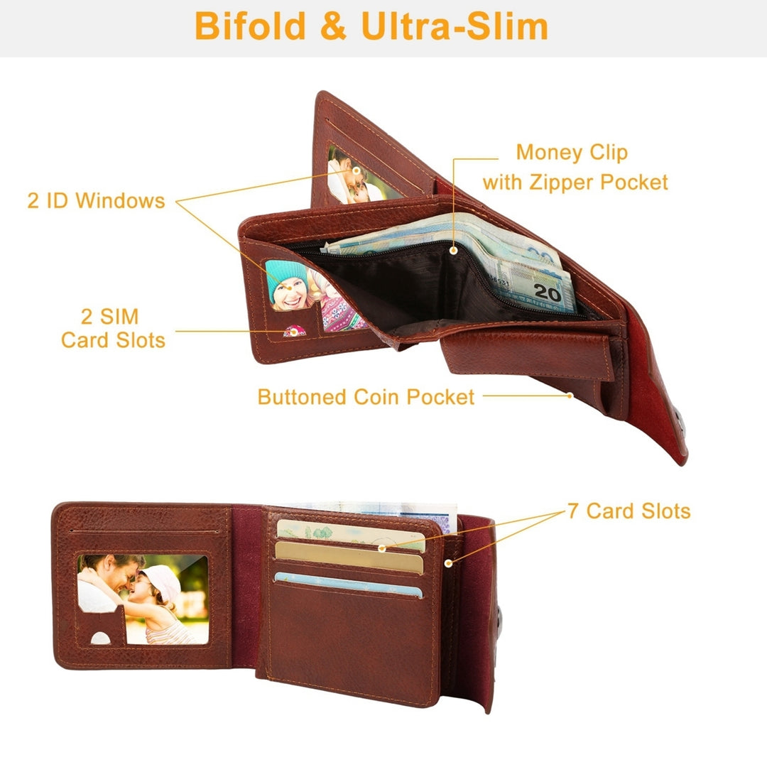 Men Wallet PU Leather Bifold Purse Slim RFID Blocking Card Holder Cases Image 4