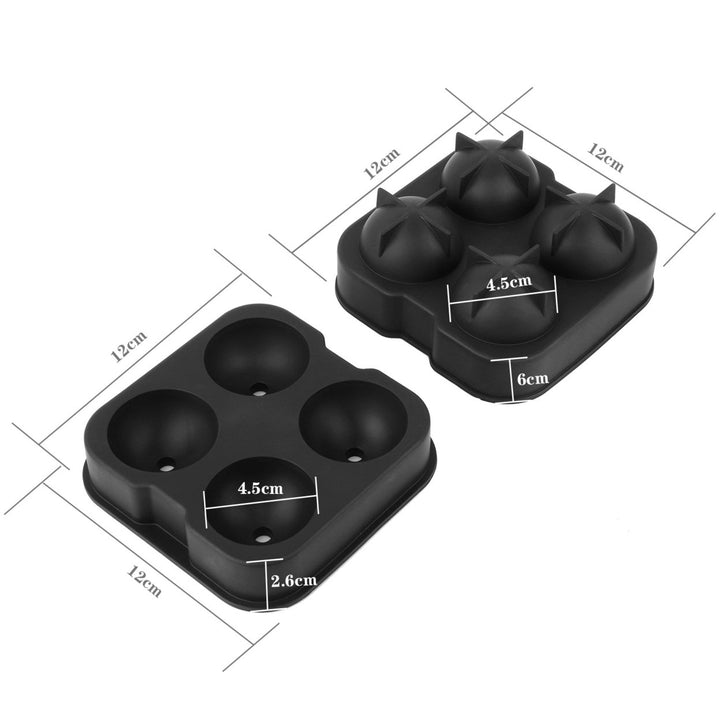 4-Ball Silicone Ice Mold Black FDA Approved 1.77in Sphere for Whiskey Bourbon Image 2