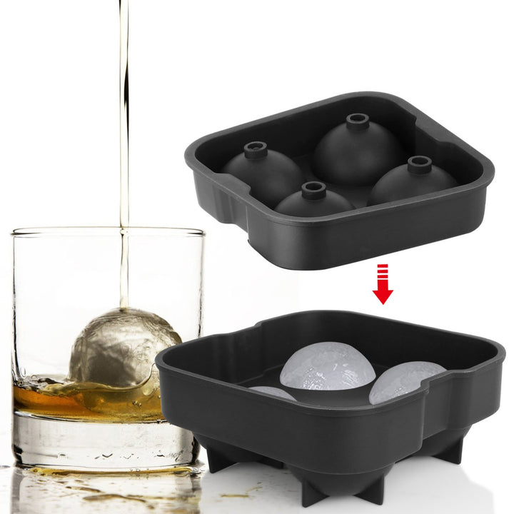 4-Ball Silicone Ice Mold Black FDA Approved 1.77in Sphere for Whiskey Bourbon Image 4