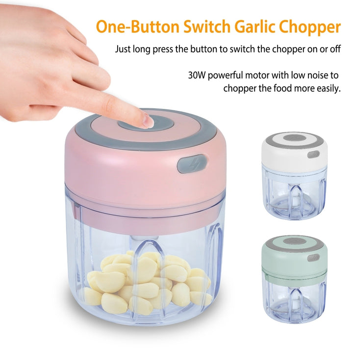 Mini Electric Garlic Chopper 8.45oz Cordless Food Processor USB Rechargeable Green Image 2