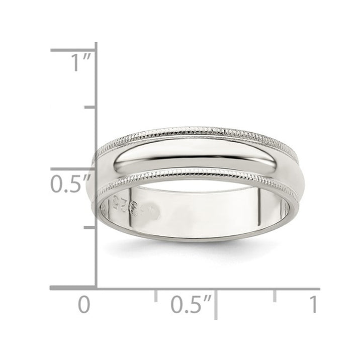 Ladies or Mens Milgrain Wedding Band Ring in Sterling Silver (5mm) Image 3