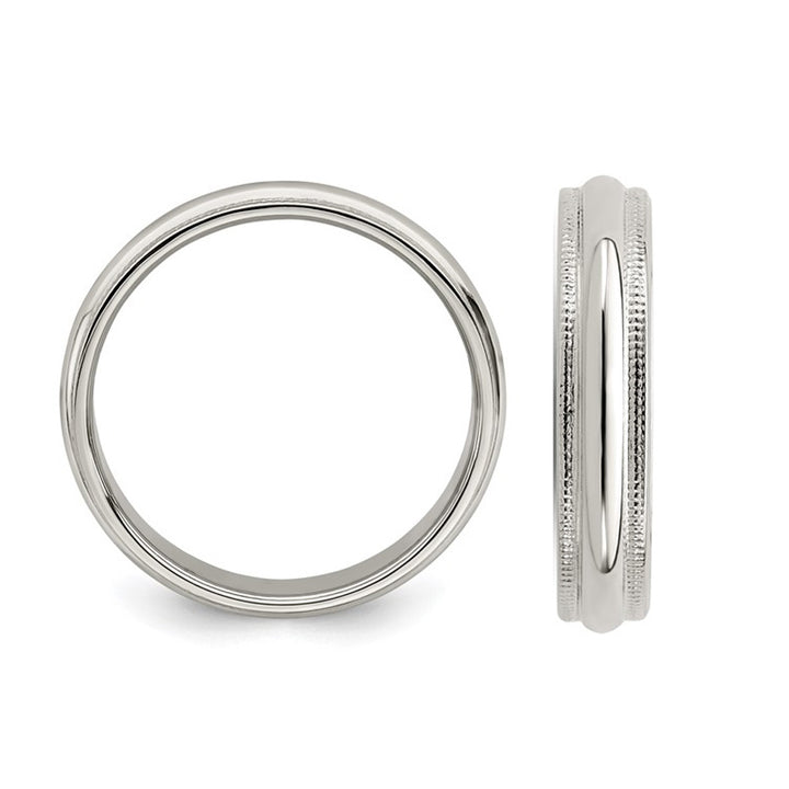 Ladies Milgrain Wedding Band Ring in Sterling Silver (4mm) Image 3