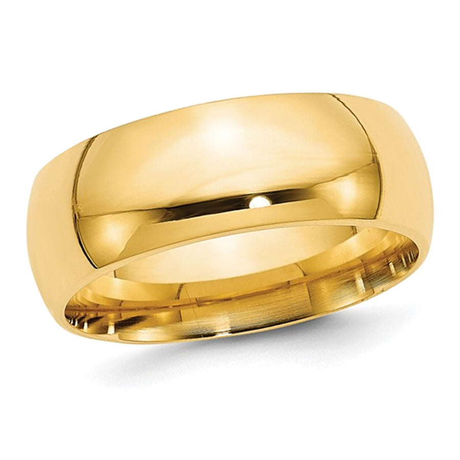 Mens 10K Yellow Gold 8mm Polished Wedding Band Ring Image 1