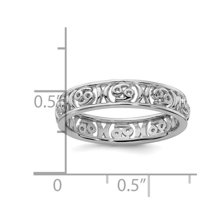 Sterling Silver Cancer Zodiac Astrology Ring Band Image 3