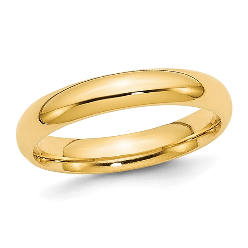 Ladies 10K Yellow Gold 4mm Polished Wedding Band Ring Image 1