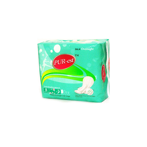 Purest Silk- Overnight Pads with Wings (8 Pads) Image 1