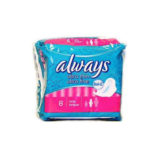 Always Ultra Thin Long Sanitary Pads with Wings (8 Pads) Image 1