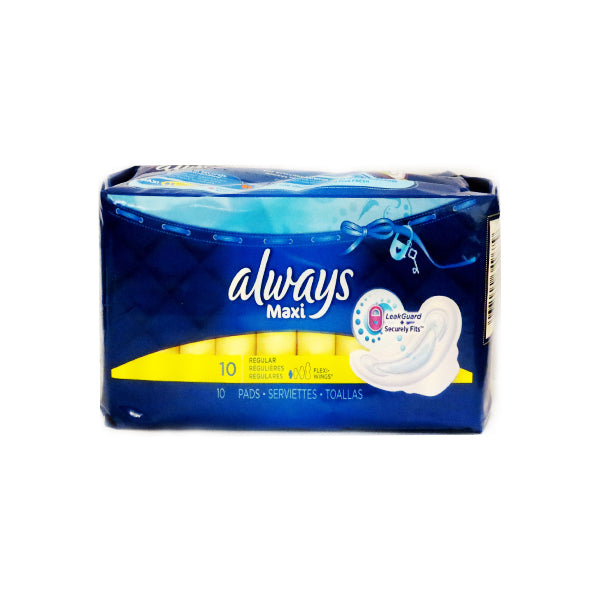 Always Maxi Regular Sanitary Pads with Wings (10 Pads) Image 1