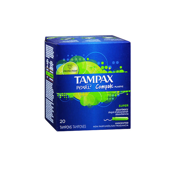 Tampax Pearls Compak Plastic Super Absorbency Unscented Tampons (20 in 1 Pack) Image 1