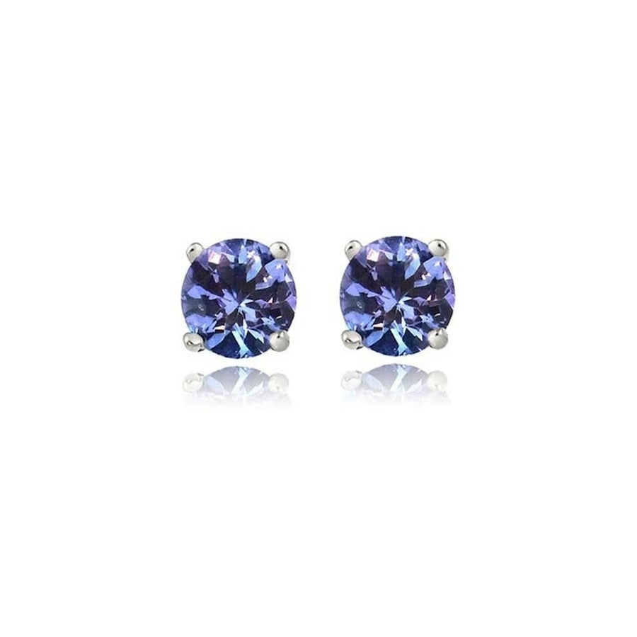 925 Sterling Silver 2.00 CTTW Sapphire Round Cut Studs Image 1