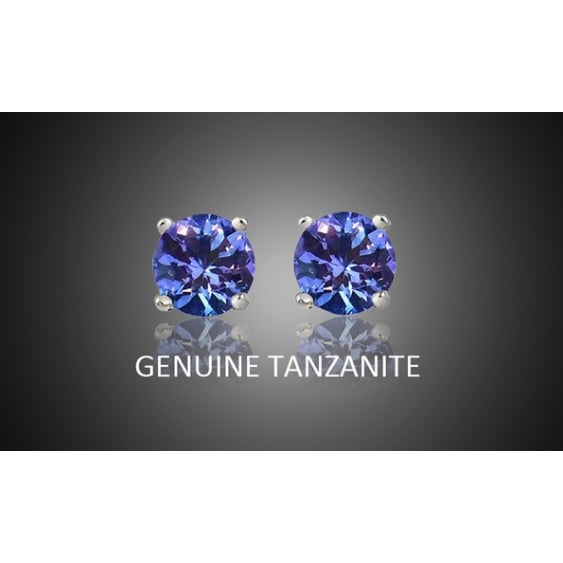 925 Sterling Silver 2.00 CTTW Sapphire Round Cut Studs Image 2