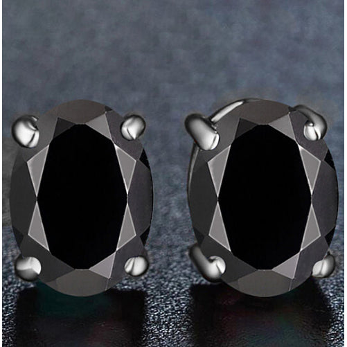 2.00 CTTW GENUINE BLACK SPINAL OVAL CUT STUDS Image 1