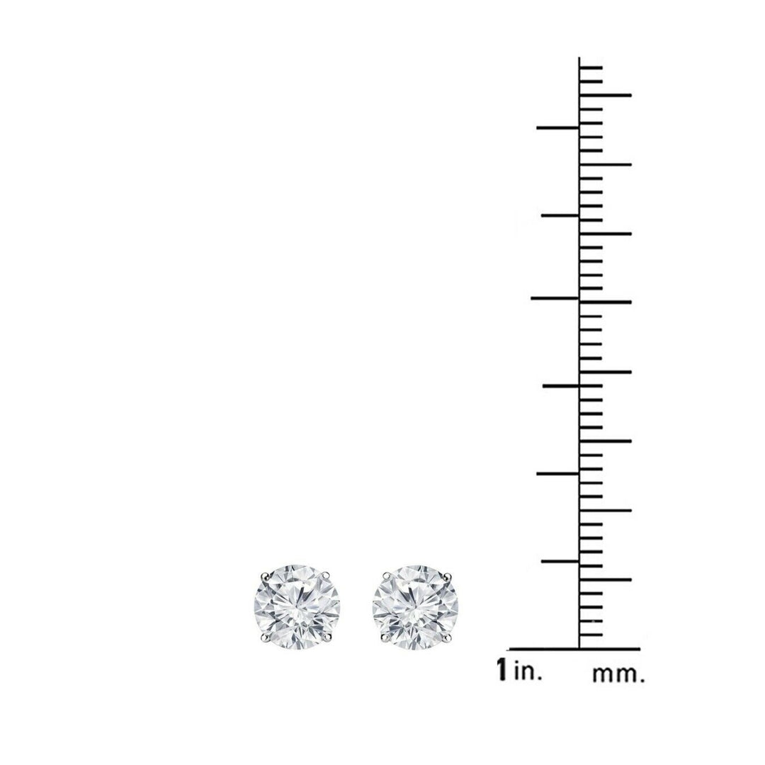 LAB CREATED WHITE TOPAZ 6MM ROUND CUT 925 STERLING SILVER STUD EARRINGS GIFTS FOR WOMEN Image 3