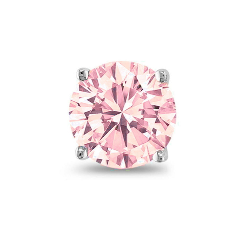 October Birthstone Pink 925 Sterling Silver Round CZ Stud Earring 2pc Gift Box Image 2