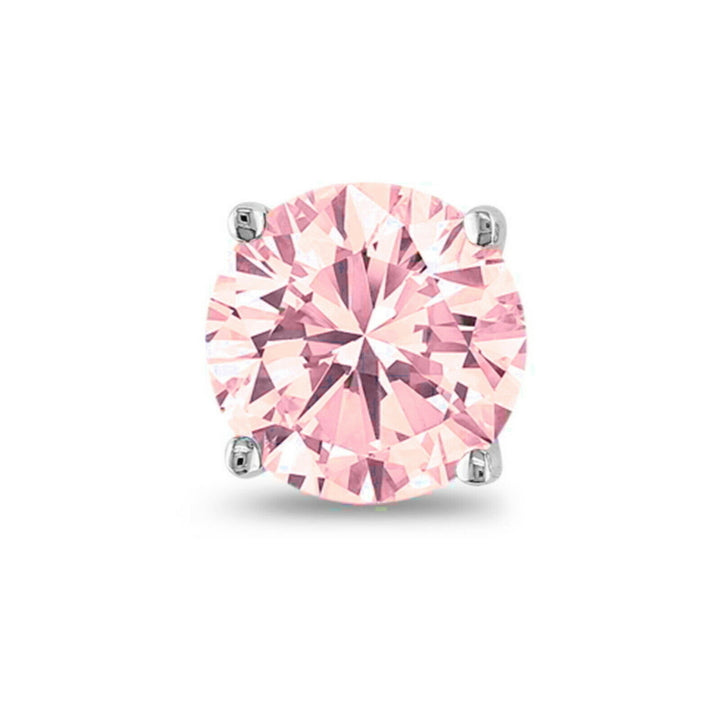 October Birthstone Pink 925 Sterling Silver Round CZ Stud Earring 2pc Gift Box Image 2