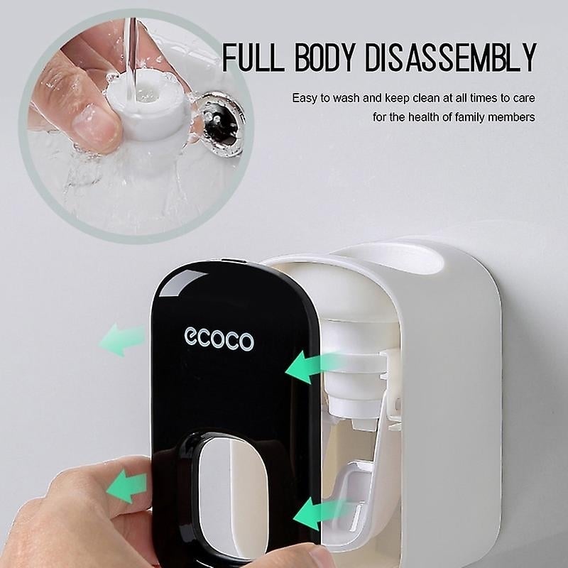 Automatic Toothpaste Dispenser Toothbrush Holder Wall Mounted Bathroom Storage Image 3
