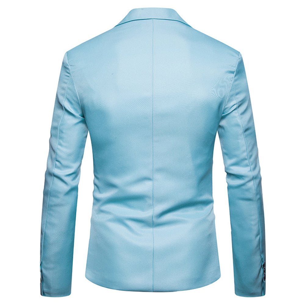 Men Blazer Jacket Slim Fit Solid Lapel Collar One Button Formal Business Leisure Party Blazers Image 2