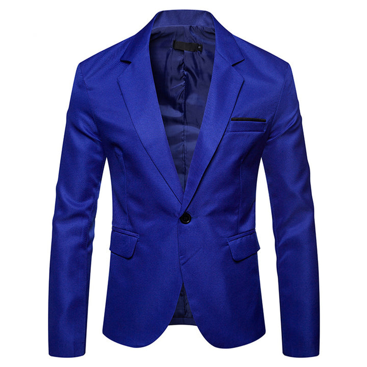 Men Blazer Jacket Slim Fit Solid Lapel Collar One Button Formal Business Leisure Party Blazers Image 3