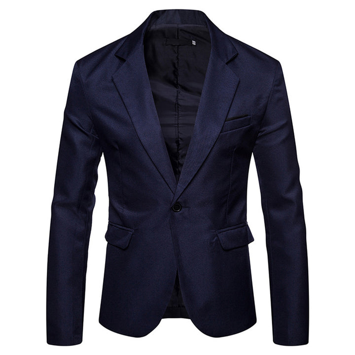 Men Blazer Jacket Slim Fit Solid Lapel Collar One Button Formal Business Leisure Party Blazers Image 4