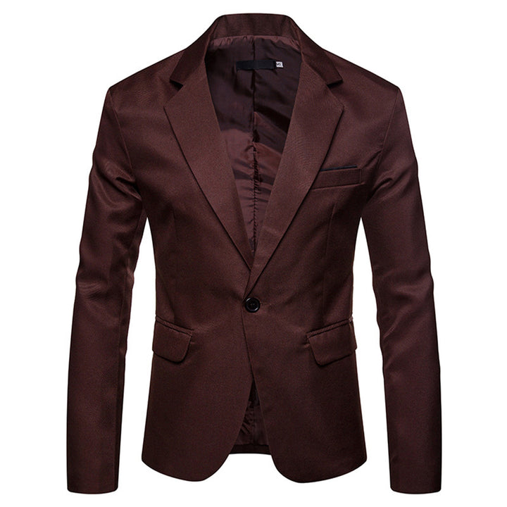 Men Blazer Jacket Slim Fit Solid Lapel Collar One Button Formal Business Leisure Party Blazers Image 1