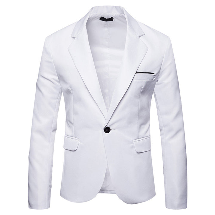 Men Blazer Jacket Slim Fit Solid Lapel Collar One Button Formal Business Leisure Party Blazers Image 1