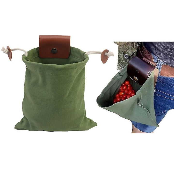 Canvas Foraging Bag Large Capacity Fruit Picking Pouch Waist Hanging Tool Bushcraft Bag Image 1