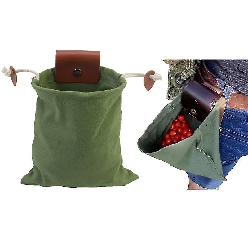 Canvas Foraging Bag Large Capacity Fruit Picking Pouch Waist Hanging Tool Bushcraft Bag Image 1