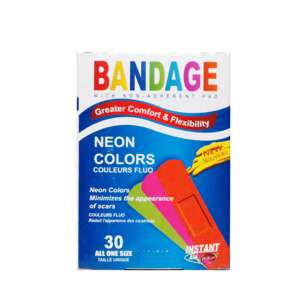 Purest Instant Aid Neon Colors Bandages (30 in 1 Pack) Image 1