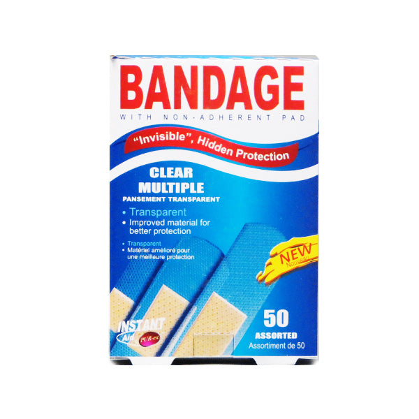 Purest Instant Aid Clear Multiple Bandage (50 in 1 Pack) Image 1