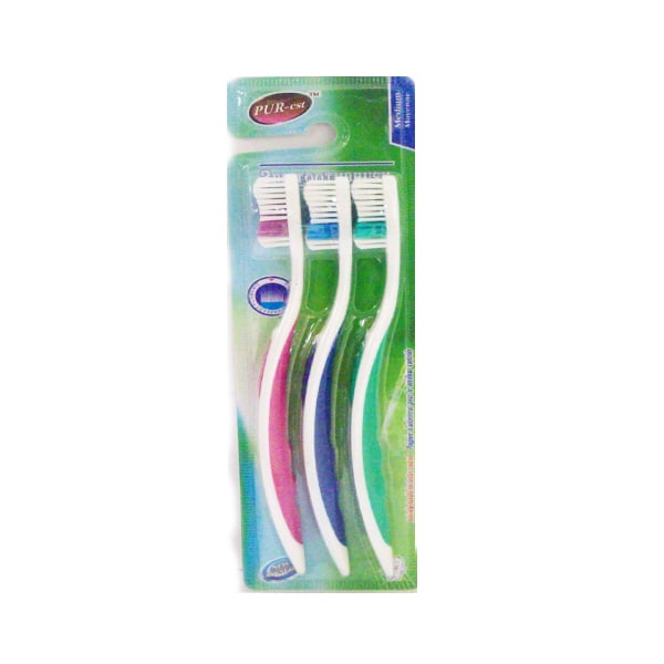 Purest Medium Toothbrush 3 In 1 Pack Image 1