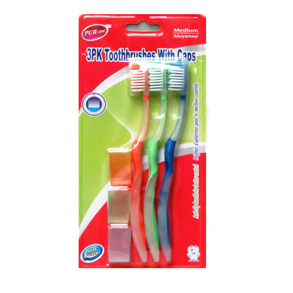 Purest Toothbrush with Caps 3 in 1 Pack Image 1