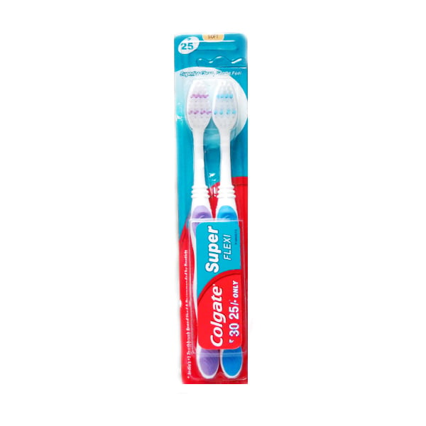 Colgate Super Flexi Soft Toothbrush 2 in 1 Pack Image 1