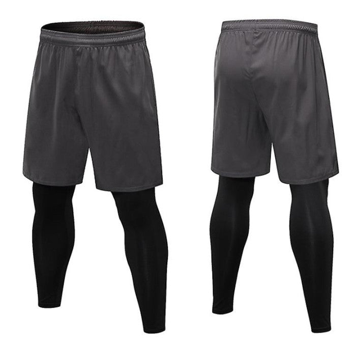 Men 2 In 1 Running Shorts Compression Pants Sport Leggings Breathable Quick Dry Tights Image 2