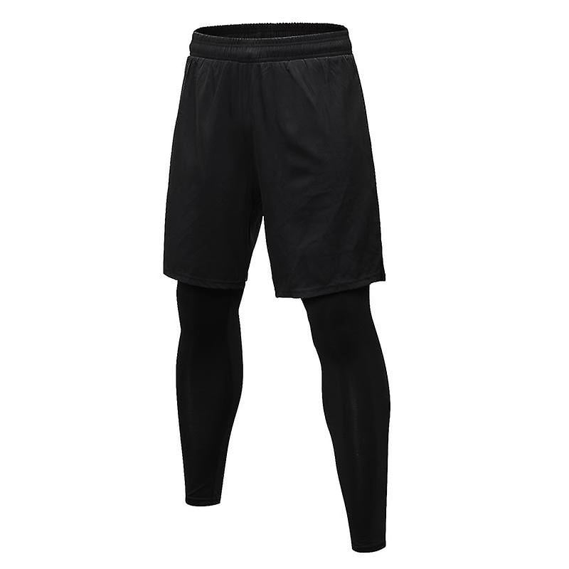 Men 2 In 1 Running Shorts Compression Pants Sport Leggings Breathable Quick Dry Tights Image 4
