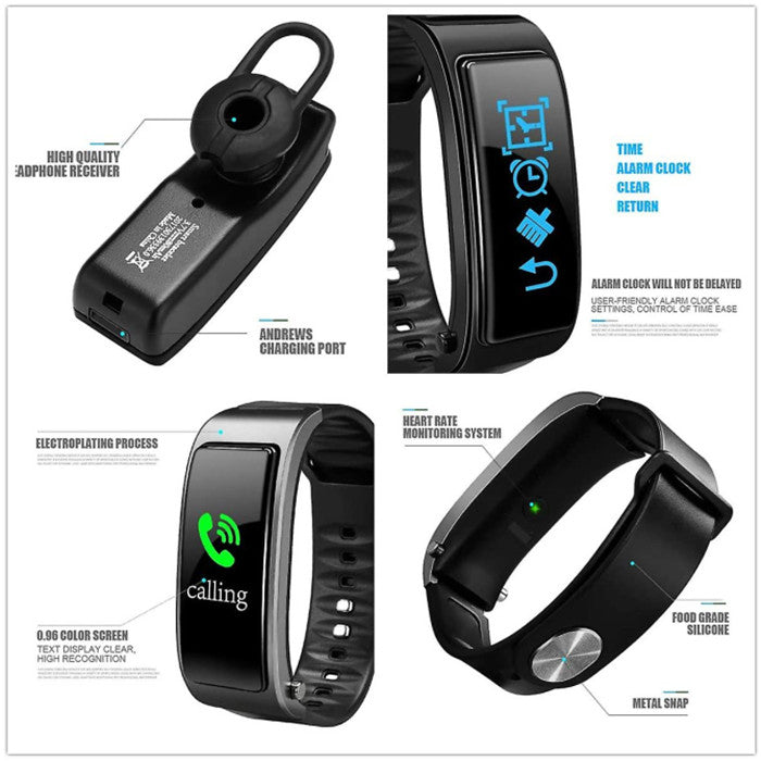 2 In 1 Smart Bracelet Bluetooth Headset Waterproof Watch Wireless Earphone Image 3