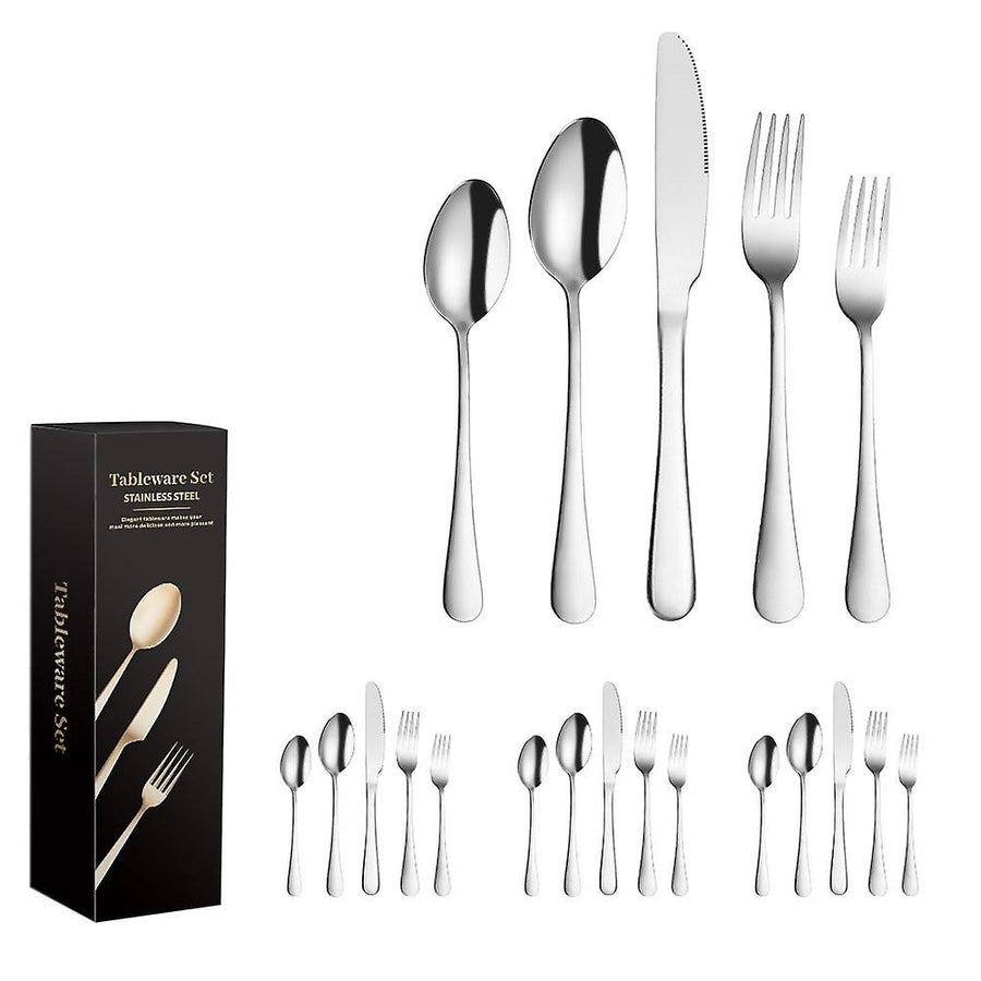 20pcs Flatware Cutlery Tableware Set Stainless Steel Knife Fork Spoon Utensils With Gift Box Image 1