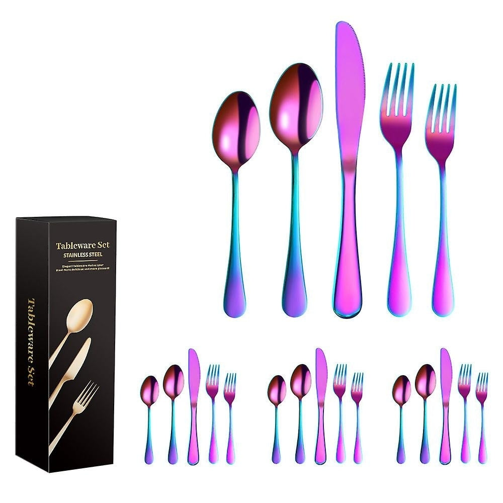 20pcs Flatware Cutlery Tableware Set Stainless Steel Knife Fork Spoon Utensils With Gift Box Image 1