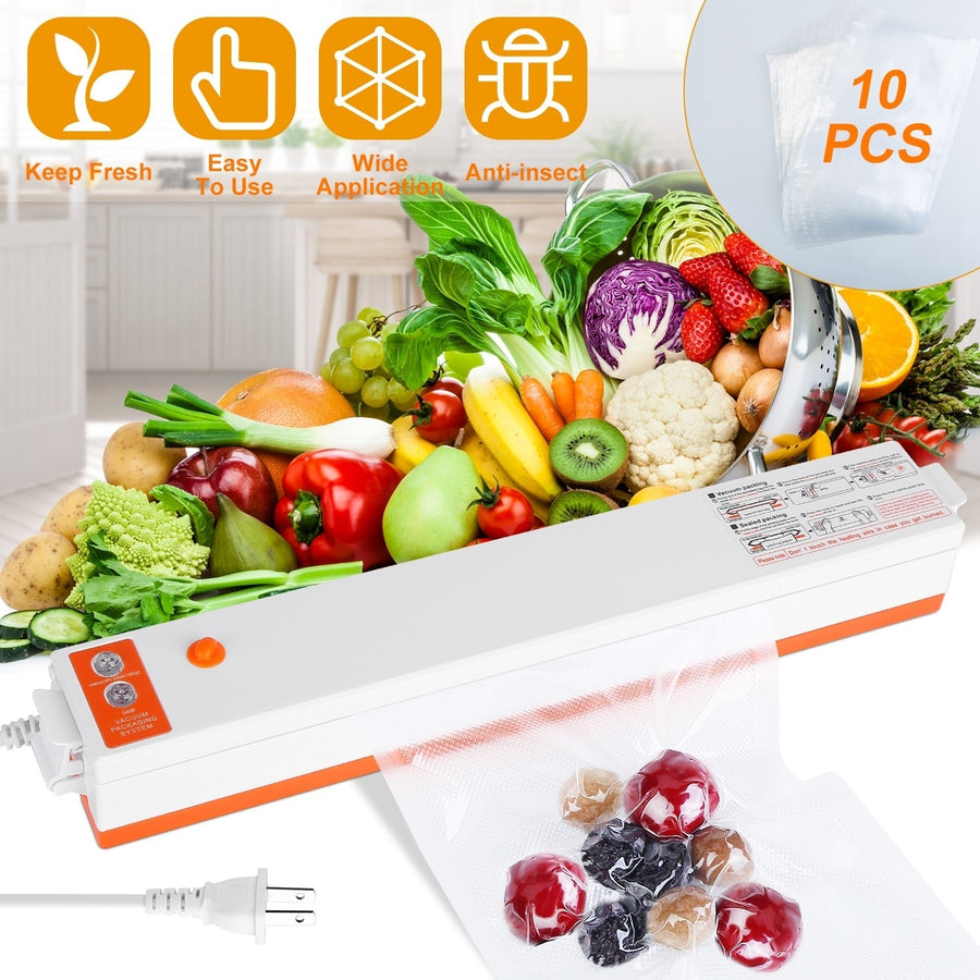 Electric Vacuum Sealer Machine Compact Food Preservation System with 10 Bags Image 1