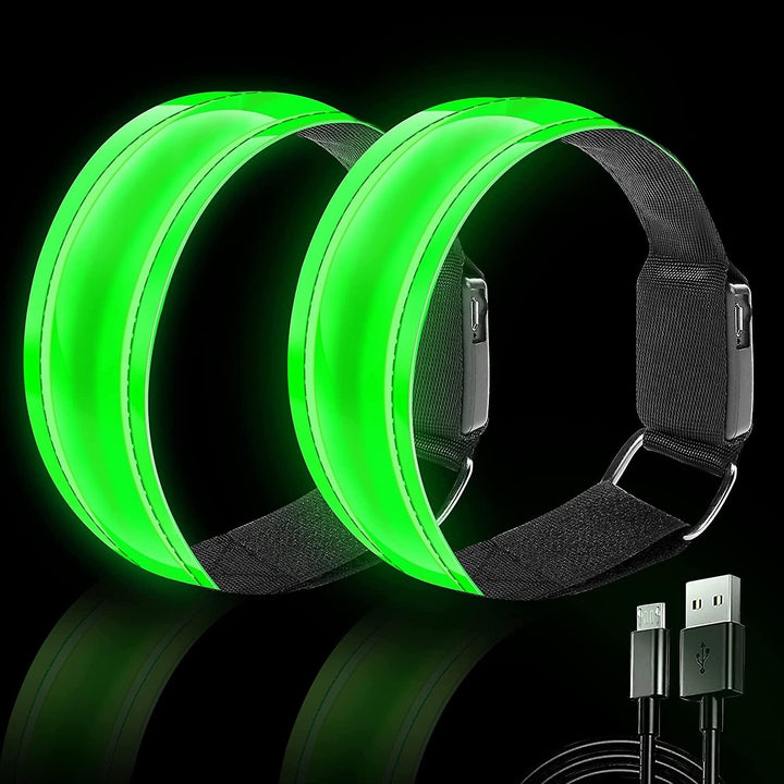 2 Pack Led Armband Running Light Usb Rechargeable Flashing Bracelet For Night Running Cycling Image 3