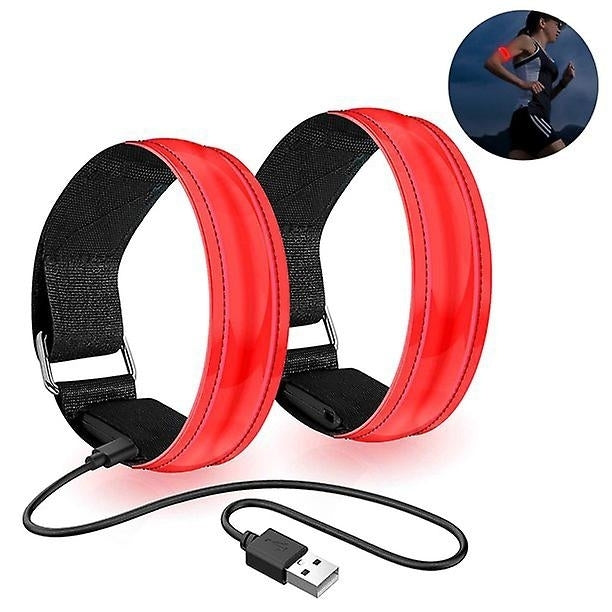 2 Pack Led Armband Running Light Usb Rechargeable Flashing Bracelet For Night Running Cycling Image 1