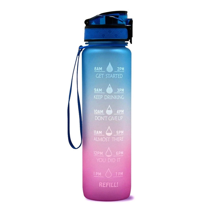 Sports Water Bottle With Time Marker Bpa Free Water Jug 1000ml Image 1