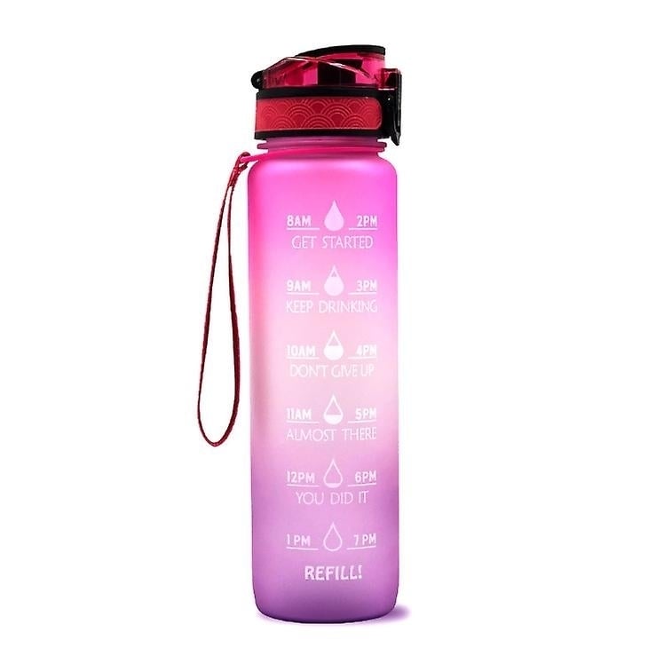 Sports Water Bottle With Time Marker Bpa Free Water Jug 1000ml Image 1