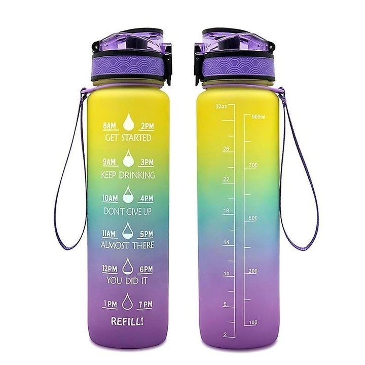 Sports Water Bottle With Time Marker Bpa Free Water Jug 1000ml Image 1