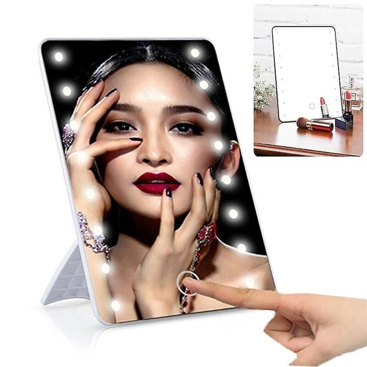 16 Led Lighted Makeup Mirror Touch Screen Tabletop Cosmetic Mirror With Stand Image 2