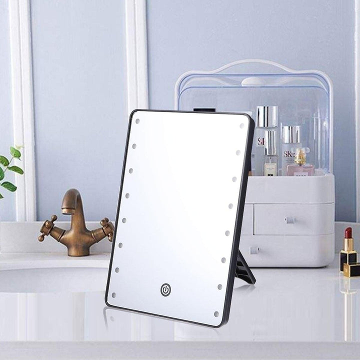 16 Led Lighted Makeup Mirror Touch Screen Tabletop Cosmetic Mirror With Stand Image 3