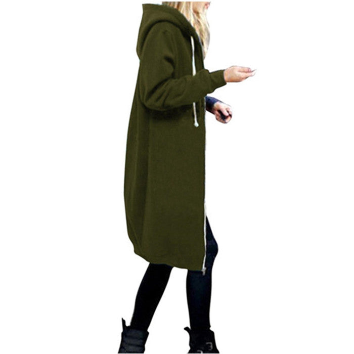 Hooded Women Plus Size Jacket Zip Up Hoodies Coat Winter Loose Sweatshirt Outwear Image 3
