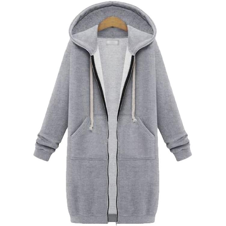 Hooded Women Plus Size Jacket Zip Up Hoodies Coat Winter Loose Sweatshirt Outwear Image 1