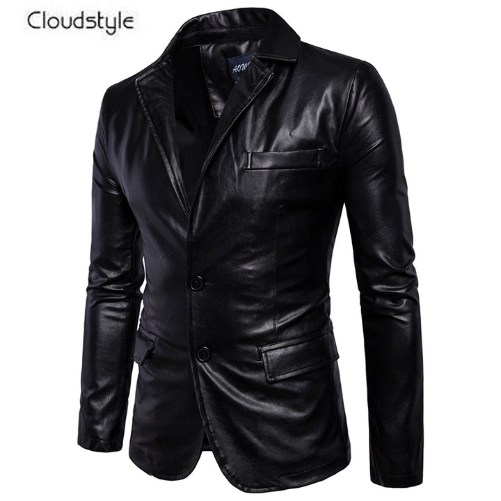 Men Leather Jacket Vintage Slim Fit Single Breasted Motorcycle Jacket Streetwear Autumn Leather Coat Image 2