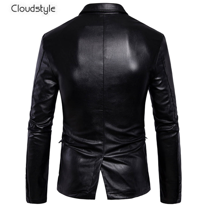 Men Leather Jacket Vintage Slim Fit Single Breasted Motorcycle Jacket Streetwear Autumn Leather Coat Image 3