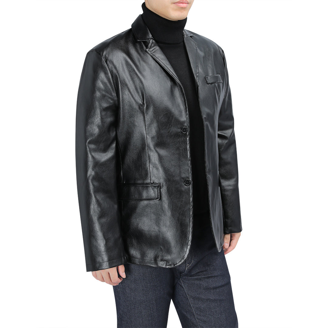 Men Leather Jacket Vintage Slim Fit Single Breasted Motorcycle Jacket Streetwear Autumn Leather Coat Image 4